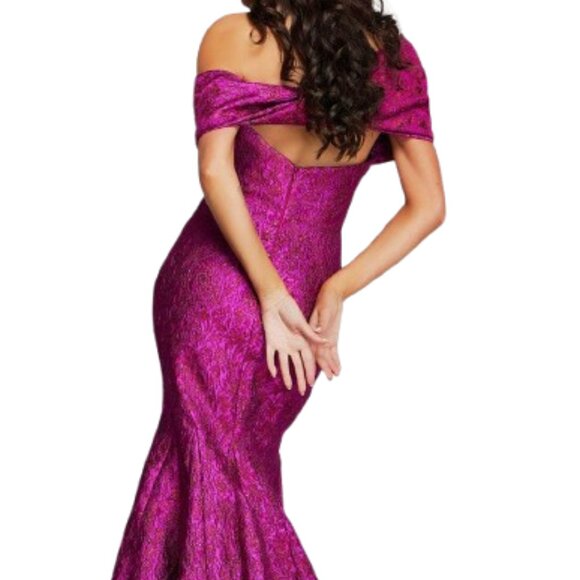 NWT Jovani 39114 Pleated Formal Gown Fuchsia Size 8 and 14 - Picture 3 of 6